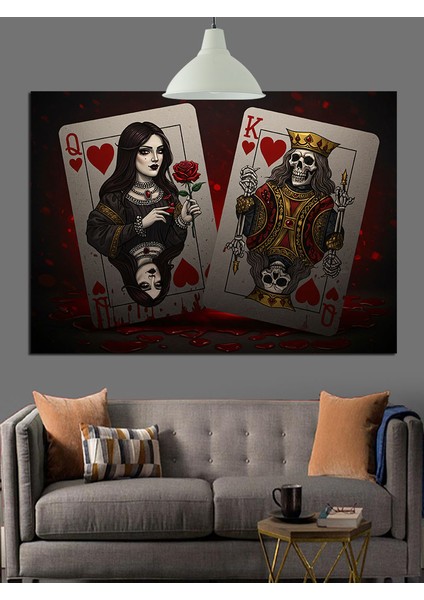 Iskambil Kağıtları Aşk Kalp Dekoratif Kanvas - Mdf Ahşap Tablo fiyatları