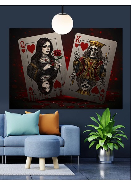 Iskambil Kağıtları Aşk Kalp Dekoratif Kanvas - Mdf Ahşap Tablo fırsatları