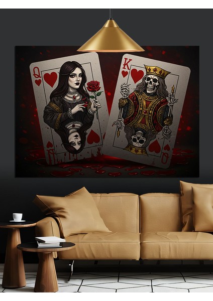 Iskambil Kağıtları Aşk Kalp Dekoratif Kanvas - Mdf Ahşap Tablo indirimleri