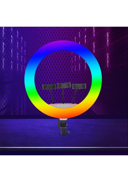 Rgb Ringlight 56CM Işıklı 3'lü Telefon Tutucu LJJ22 LED Selfie Youtuber Tiktok Işığı Kumandalı indirimleri
