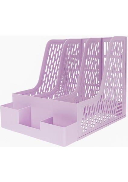 Mg 123 Mor 3 Bölmeli Modüler Tasarım Organizer Kalemlikli Magazinlik Klasör Arşiv Kutusu Demonte