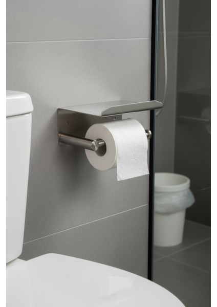 Paslanmaz Çelik Yapışkanlı Tuvalet Kağıdı Askılığı Raflı | Delmeden Montaj | Neme Dayanıklı fiyatları