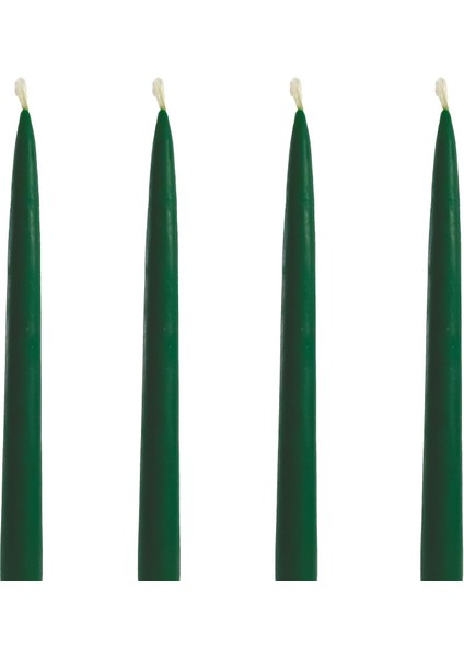 Mum 4 Adet Şamdan Mumu 25CM Boy 2cm Kalınlık Yeşil Dekoratif Mum (Yeşil)