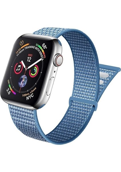 ile Uyumlu Seri 1/2/3/4/5/6/7/se Hasır Örme Spor Loop Kordon Kayış 38-40-41 mm (Mavi)