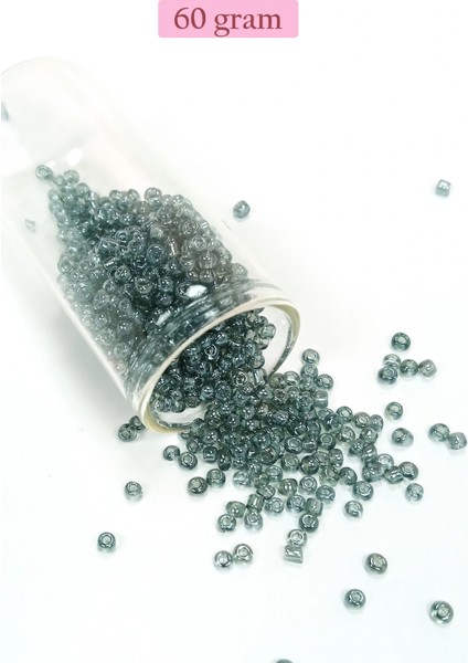 Litaetrend Dökme Cam Kum Boncuk (8/0) 3 mm - 60 Gram - Şeffaf Gri - BNC215