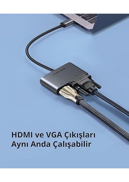 Type-C To Hdmı+Vga Pd Şarj Destekli Dönüştürücü Adaptör Uzay Gri fırsatları