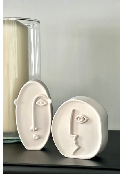 Picasso Soyut Yüzler Dekoratif Beton Heykel 2’li Setdekorat