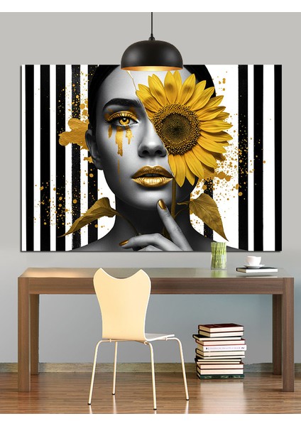 Ayçiçeği Gözlü Kadın Portresi Dekoratif Kanvas - Mdf Ahşap Tablo fiyatları