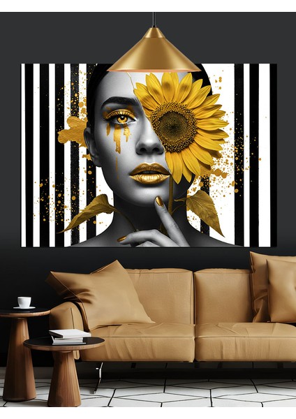 Ayçiçeği Gözlü Kadın Portresi Dekoratif Kanvas - Mdf Ahşap Tablo fırsatları