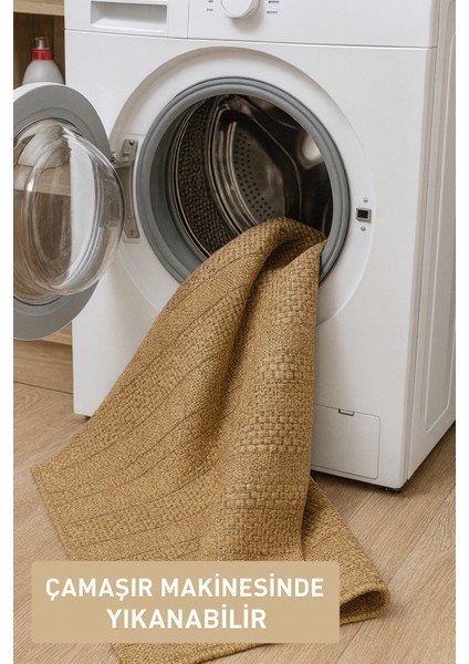 Bej Jüt Sisal Kaymaz Taban Hasır Dokuma Yıkanabilir Yolluk Salon Koridor Mutfak Halısı fiyatları