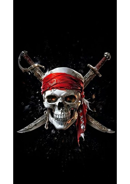 Karayip Korsanları Kapı Direk Kaplama Folyosu Baskılı Sticker Sağ-Sol 2 Adet 22*50 cm