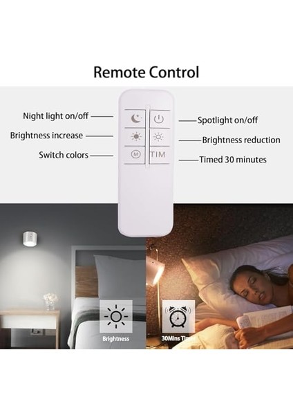 Duvar Lambası,1 ADET,3000MAH USB Şarj Edilebilir Pilli LED Duvar, 3 Renk ve Parlaklık Kısılabilir Dokunmatik ve Uzaktan Kumanda, Kablosuz Duvara Monte Okuma Lambası Işığı modelleri