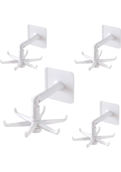 4 Adet 360 Dönebilen Katlanır Kanca, Mutfak Deliksiz Duvar Döner Raf, Ev Mutfak Havlusu Için Su Geçirmez Çok Amaçlı Mutfak Kancaları (Beyaz)