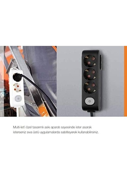 Multi-Let Dörtlü Priz Toprakli Kablolu Çarpma Karşıtı 1 mt modelleri