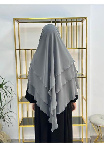 Tesettür Şifon Sufle,hazır Peçeli, Khımar ,hicap,gri fırsatları
