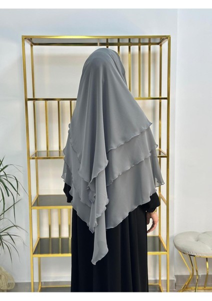 Tesettür Şifon Sufle,hazır Peçeli, Khımar ,hicap,gri indirimleri