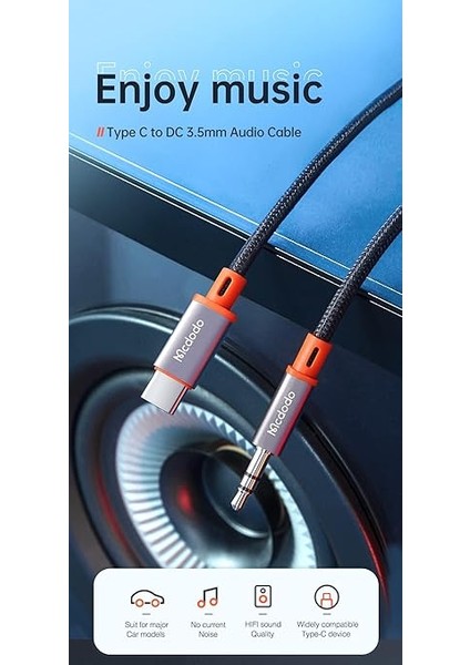 CA-0820 Type-C To 3.5mm Aux Ses Kablosu 1.2m Siyah fiyatları