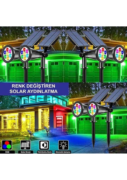 Güneş Enerjili Renk Değiştiren 7 Ledli Bahçe AYDINLATMA/GT-SL04 fiyatları