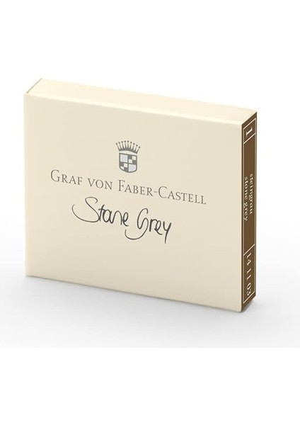 Von Faber-Castell Dolma Kalem Kartuşu, 6’lı, Taş Gri, Su Geçirmez ve Silinmez, Işığa Dayanıklı, Ergonomik Tasarım, Kolay Takılabilir