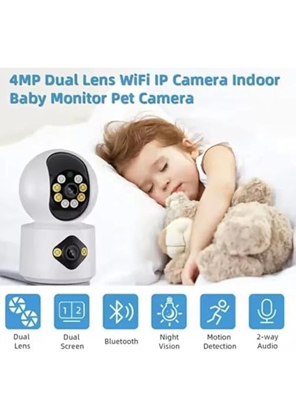 Akıllı Kamera, 4mp, Hareket Tespit ve Takibi, 360°, Gece Görüşü Çift Yönlü Sesli Iletişim, Bulut/yerel Depolama, Bebek Ağlaması Tespiti, Iç Mekan Wi-Fi Güvenlik Kamerası, Beyaz modelleri
