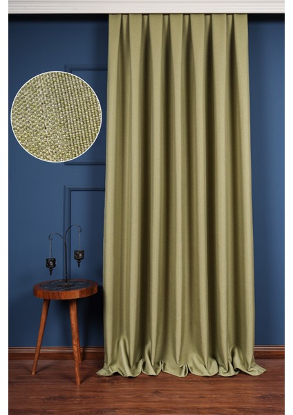 Fıstık Yeşili Keten Blackout Karartma Güneşlik ( Pilesiz Düz Dikim)