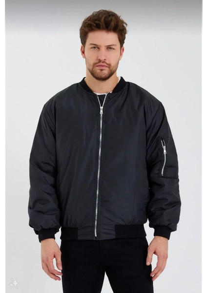 Unisex Siyah Bomber Mont – Su Itici Kumaş, Kapitone Astarlı, Fermuarlı ve Günlük Kullanıma Uygun Ceket- Siyah fiyatları
