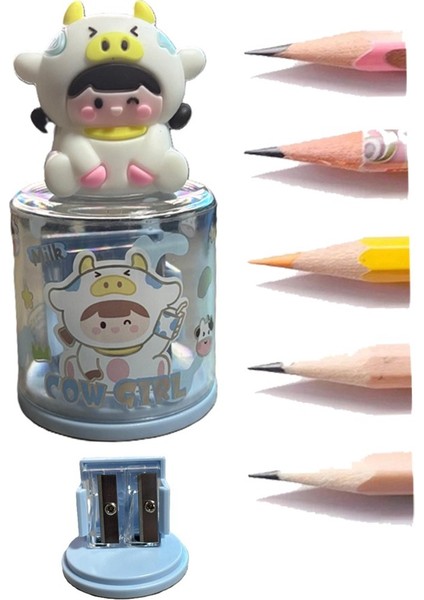 Mini Figürlü Sevimli 2 Li Kalem Traş 2 Adet Hazneli Kalemtıraş Çift Bıçaklı Kalem Açacağı Figürlü No1 Jumbo ve Standart fiyatları