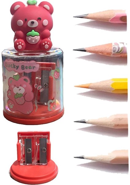 Mini Figürlü Sevimli 2 Li Kalem Traş 2 Adet Hazneli Kalemtıraş Çift Bıçaklı Kalem Açacağı Figürlü No1 Jumbo ve Standart modelleri