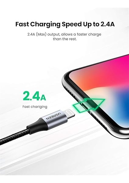 Mfi Lisanslı Usb-A & Lightning Örgülü Data ve Şarj Kablosu, 2 Metre, Siyah, ‎60158 modelleri