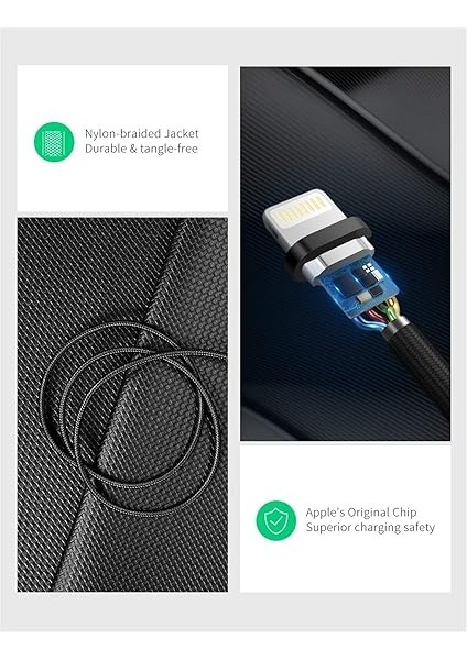 Mfi Lisanslı Usb-A & Lightning Örgülü Data ve Şarj Kablosu, 2 Metre, Siyah, ‎60158 indirimleri