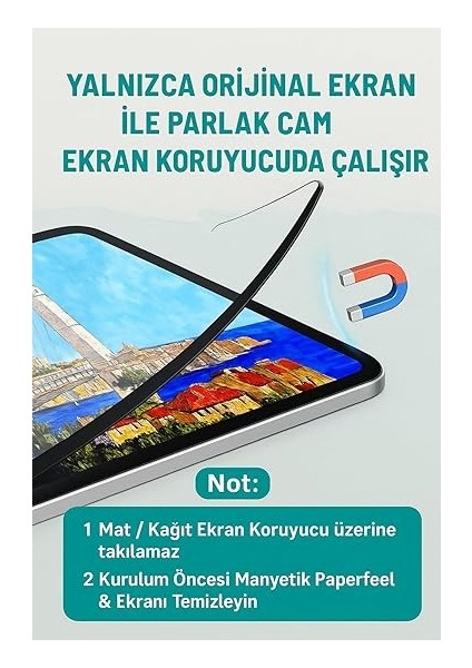 Air 6. Nesil 11 Inç M2 2024 Uyumlu Mıknatıslı Paper-Like Tablet Ekran Koruyucu Kağıt Hissiyatlı fiyatları