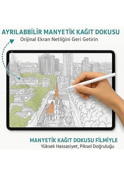 Air 6. Nesil 11 Inç M2 2024 Uyumlu Mıknatıslı Paper-Like Tablet Ekran Koruyucu Kağıt Hissiyatlı fırsatları