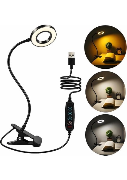 Çok Fonksiyonlu LED Akrobat Masa Lambası, Klipsli, Göz, Ayarlanabilir Açılı, Kitap Okuma Işığı, Youtuber, Tiktok, Ring Aydınlatma, 3 Farklı Mod (Sarı, Beyaz, Gün Işığı)