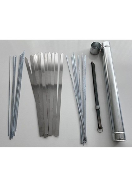 – Mangal Set -10 Paslanmaz Krom Çelik Adana Şiş-10 Kuşbaşı Şiş-10 Ciğer Şiş–maşa-Şiş Kabı