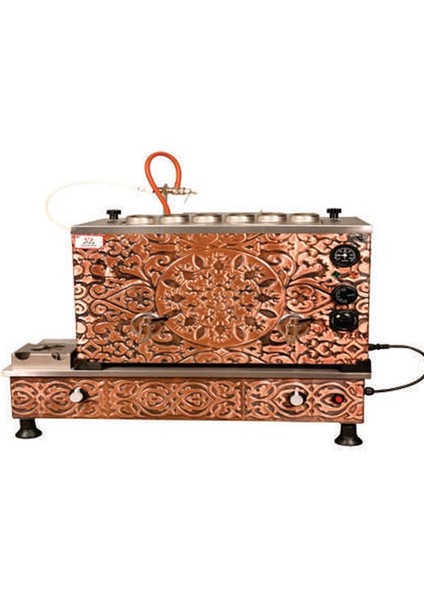 Turbo Full Otomatik Elektrikli Tüplü Çay Kazanı 6 Demlikli 60 Litre Bakır