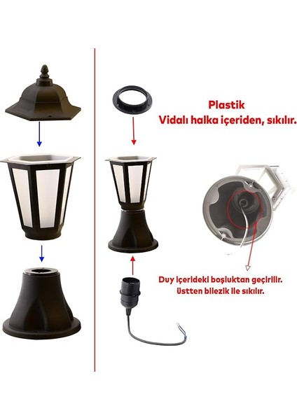 Sokak Bahçe Aplik Lamba Aydınlatma Lale Bahçe Duvar Üstü Armatürü E27 Duy Siyah Plastik fiyatları