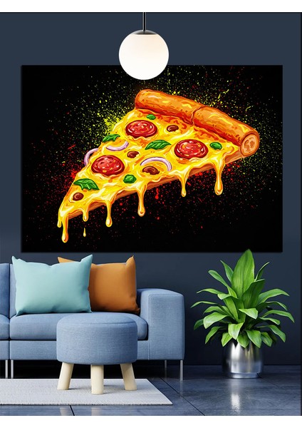 Üçgen Pizza Dilimi Peynir Biber Dekoratif Kanvas - Mdf Ahşap Tablo fiyatları