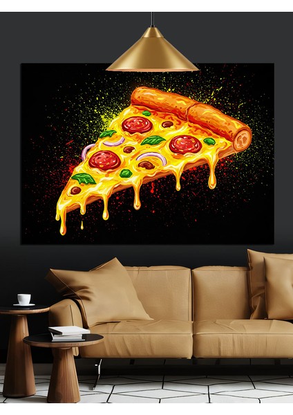 Üçgen Pizza Dilimi Peynir Biber Dekoratif Kanvas - Mdf Ahşap Tablo modelleri