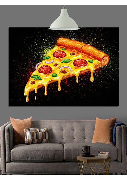 Üçgen Pizza Dilimi Peynir Biber Dekoratif Kanvas - Mdf Ahşap Tablo indirimleri