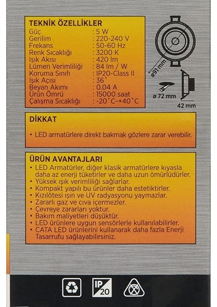 CT-5204 5W Akik Cob LED Armatür, Gün Işığı indirimleri