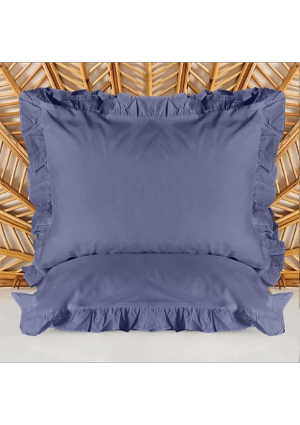 Soft Basic Fırfırlı 2'li Yastık Kılıfı - Lacivert - 50X70 cm
