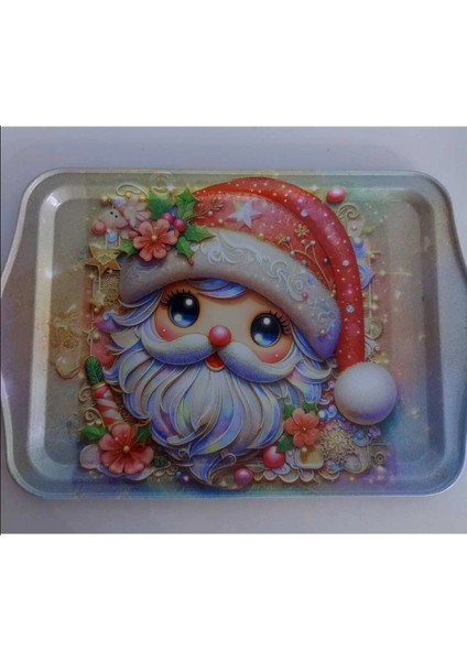 Yeni Yıl Büyük Metal Tepsi 33X22CM Merry Christmas Tatlış Noel Baba 1 Adet modelleri
