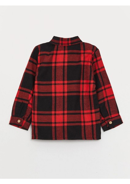 Lcw Baby Kırmızı Ekose Desenli Uzun Kollu Erkek Bebek Gömlek ve Pantolon 2'li Takım modelleri