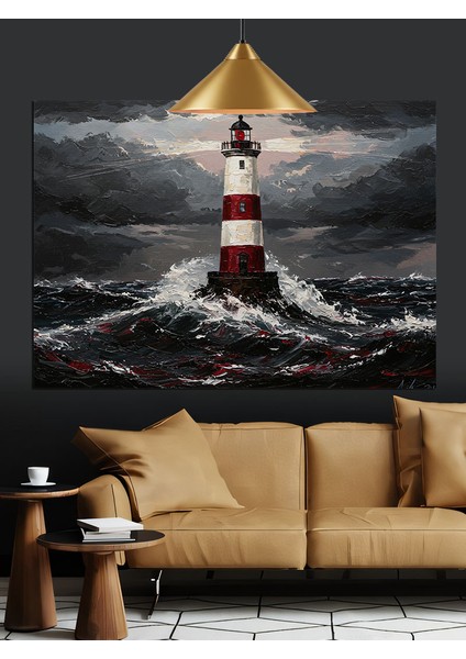 Deniz Feneri Fırtınalı Gece Dekoratif Kanvas - Mdf Ahşap Tablo fiyatları