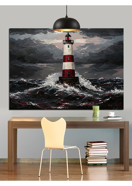 Deniz Feneri Fırtınalı Gece Dekoratif Kanvas - Mdf Ahşap Tablo indirimleri
