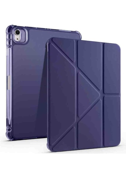 Air 11 Ile Uyumlu 2025 M3 Kalem Bölmeli Standlı Tri Folding Fuchsia Tablet Kılıfı Lacivert