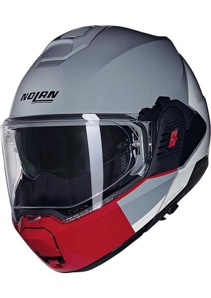 N120-1 Grafo Çenesi Arkaya Açılan Motosiklet Kaskı Gri 349 M