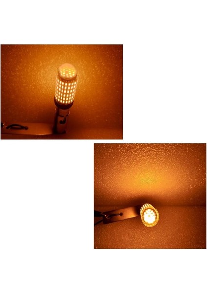 ( 2 x Adet ) 1 Takım LED 93 21W Sinyal Ampul 12V 144 LED Düz Yanar + Çakar Yellow Flash ( 21W 93 Ampul 144 LED Sarı Çakar) fırsatları