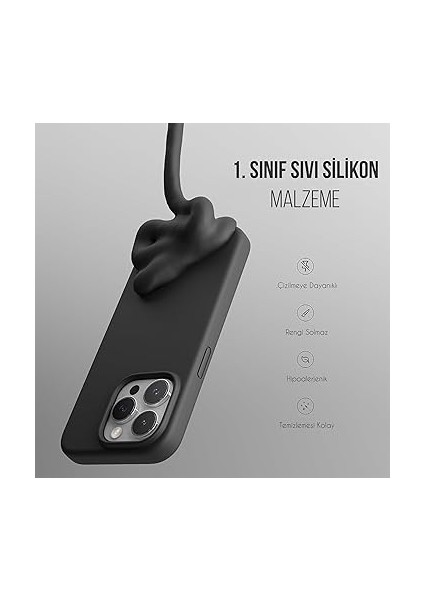 iPhone Kılıf Ince Sıvı Silikon 3 Katmanlı Tam Kaplamalı Yumuşak Jel Kauçuk Kılıf Kapak (Siyah, iPhone 13 Pro Max) fiyatları