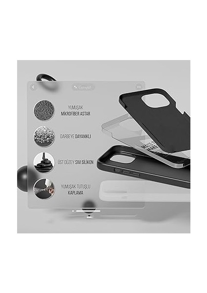 iPhone Kılıf Ince Sıvı Silikon 3 Katmanlı Tam Kaplamalı Yumuşak Jel Kauçuk Kılıf Kapak (Siyah, iPhone 13 Pro Max) modelleri